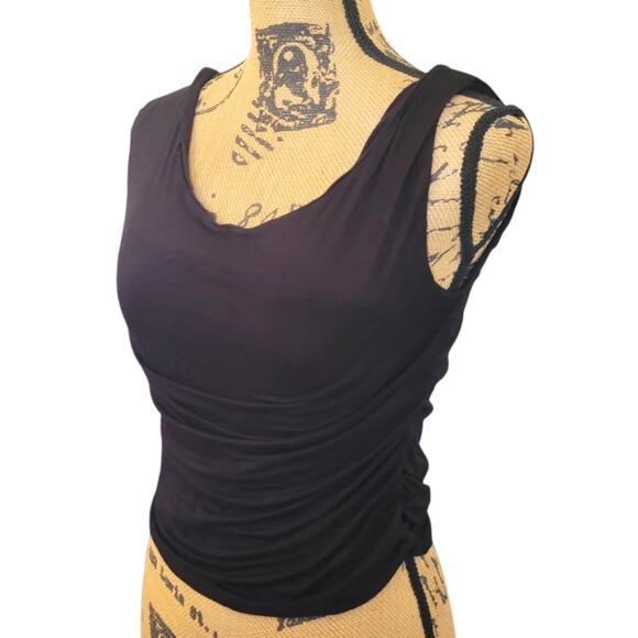 UO Small Silence + Noise Black Ruched Sleeveless Knit Crop Top - Picture 1 of 4